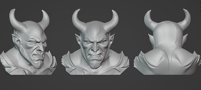 Demonic Firelord Bust - Fantasy 3D Printable Sculpture 3D print model