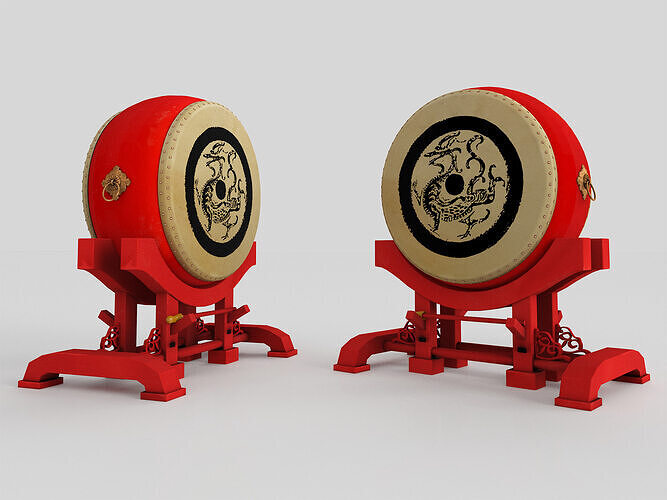 Chinese drum Low-poly 3D model