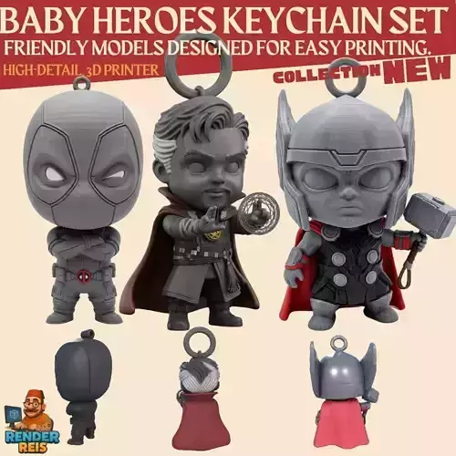 Superhero Keychain Collection 3Pack Set 3D print model