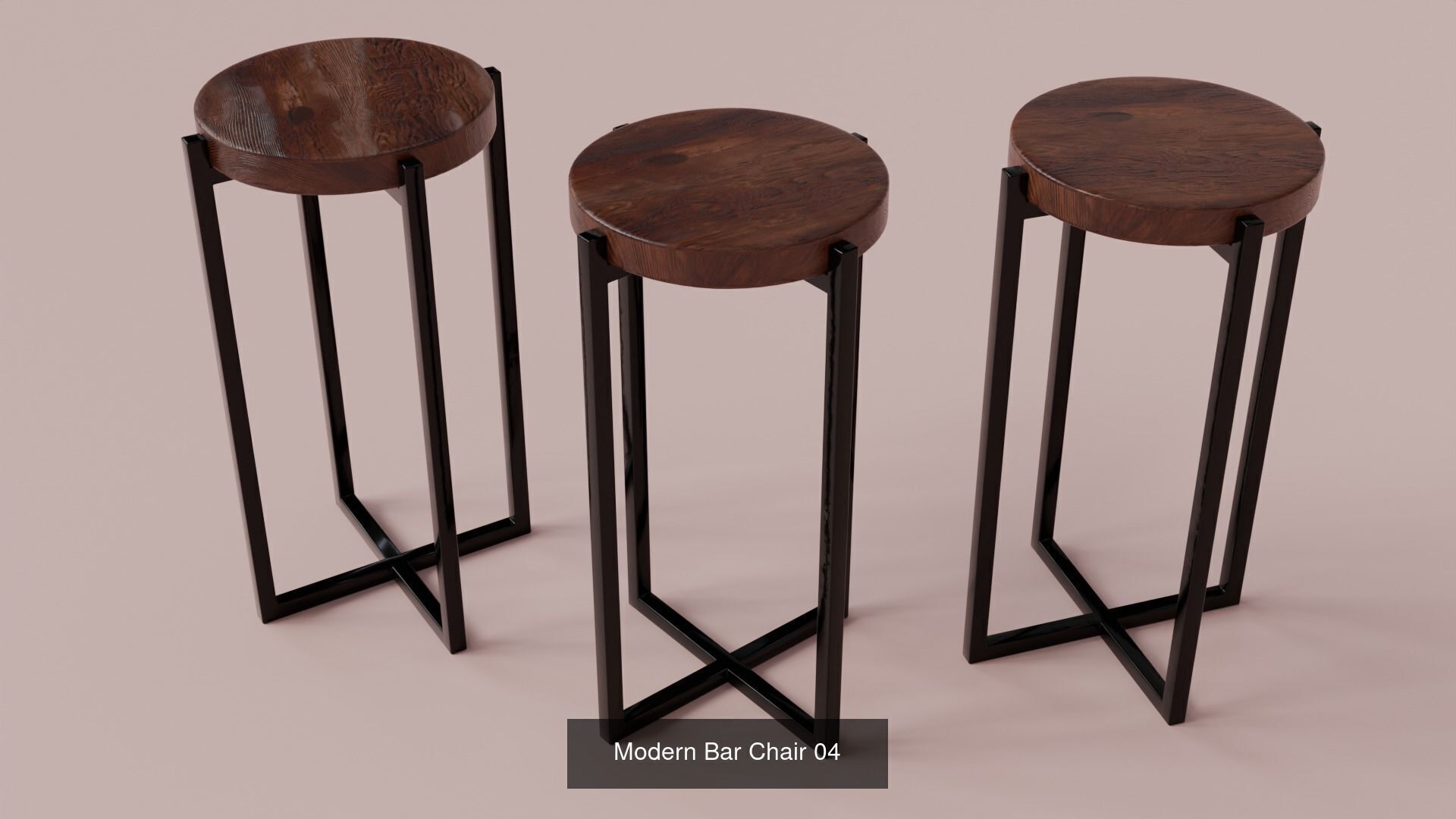 Wooden Stool Bench 3D Pack Bar Furniture Collection _3