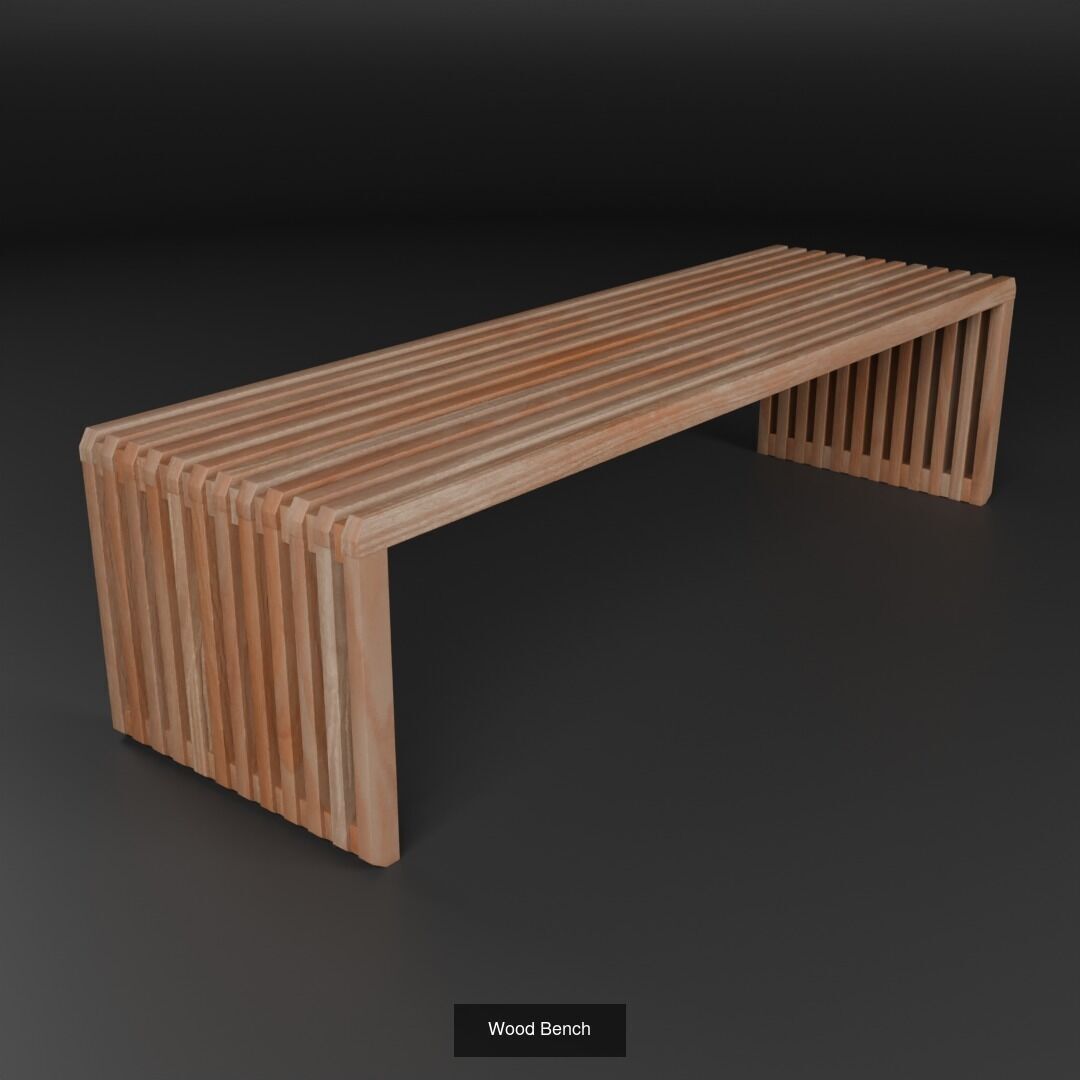 Wooden Stool Bench 3D Pack Bar Furniture Collection _7