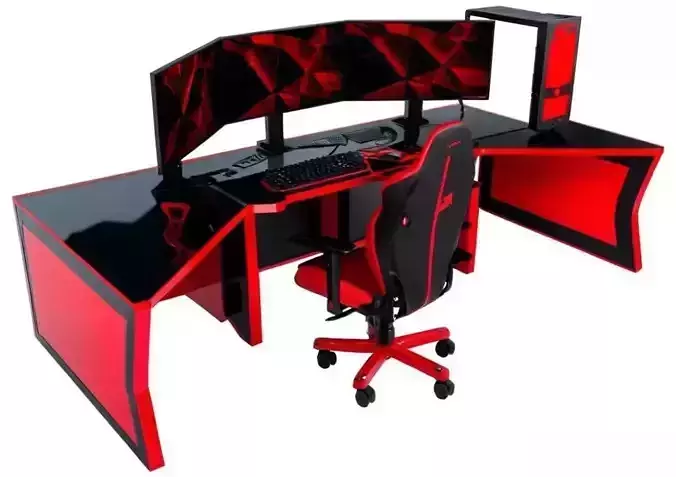 Elite 3D Model for Rendering GamingSetup with TripleScreens