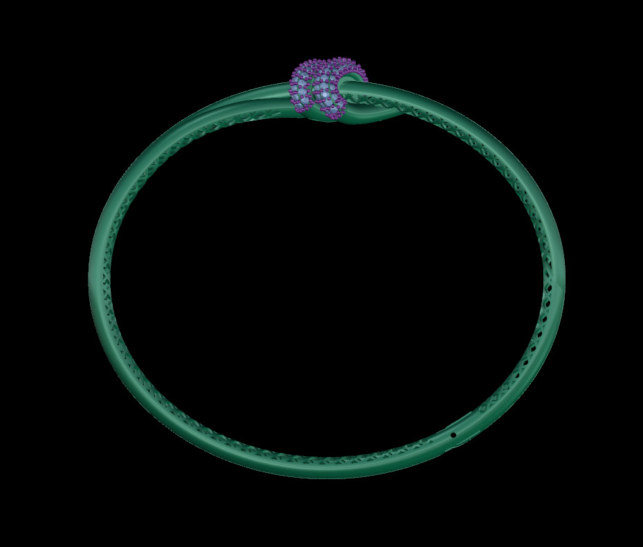 Tiffany Double Row Hinged Bangle in Yellow Gold with Diamonds 3D print model_4