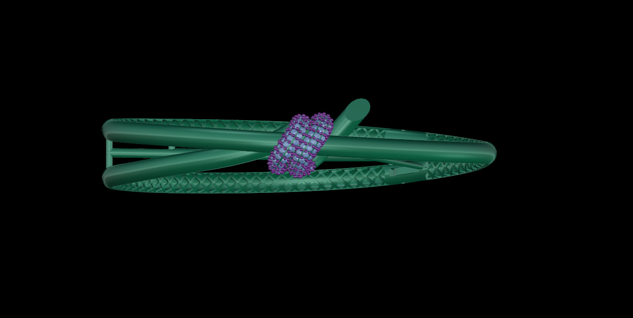 Tiffany Double Row Hinged Bangle in Yellow Gold with Diamonds 3D print model_2