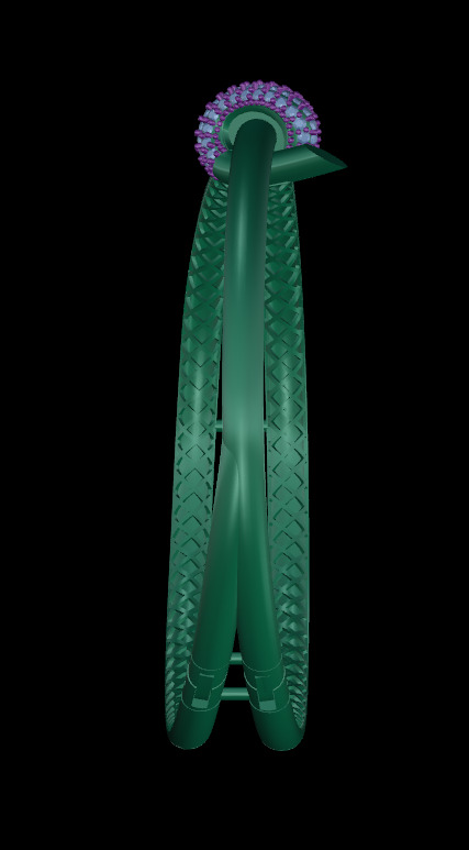 Tiffany Double Row Hinged Bangle in Yellow Gold with Diamonds 3D print model_5