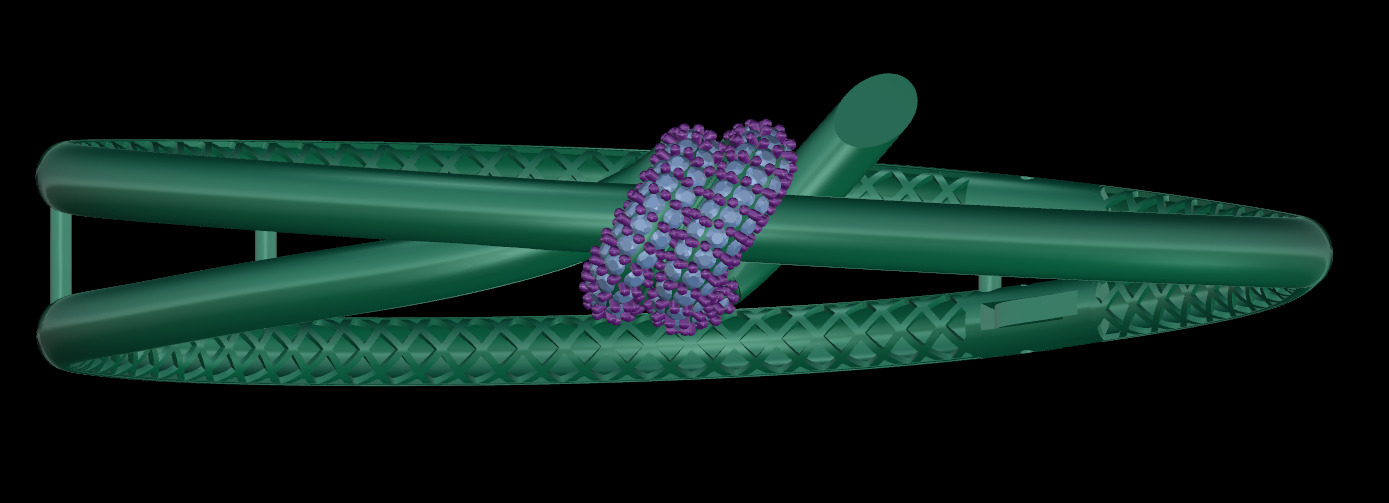 Tiffany Double Row Hinged Bangle in Yellow Gold with Diamonds 3D print model_6