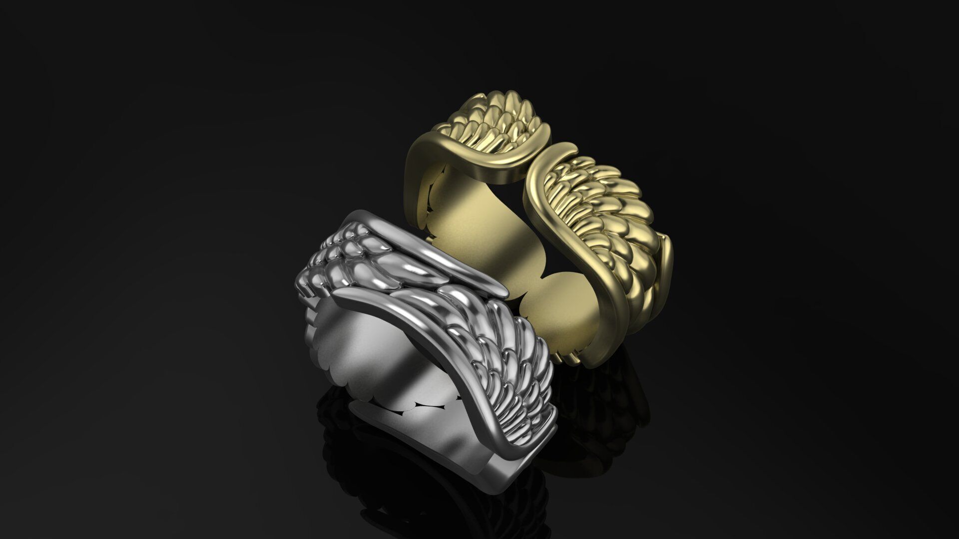 Angel Wings Ring 3D print model 3D print model_1