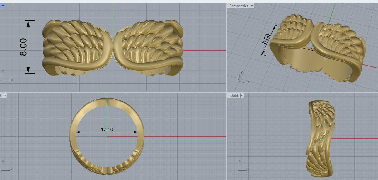 Angel Wings Ring 3D print model 3D print model_3