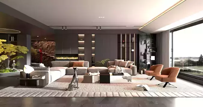 Modern Living Room 3D model