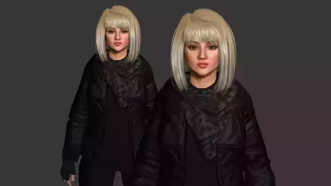 Emely -Blonde American Woman Rider Outfit Realistic 3D Character Low-poly 3D model