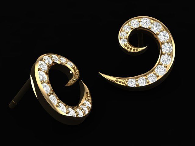 Swirl Earring 3D print model_1