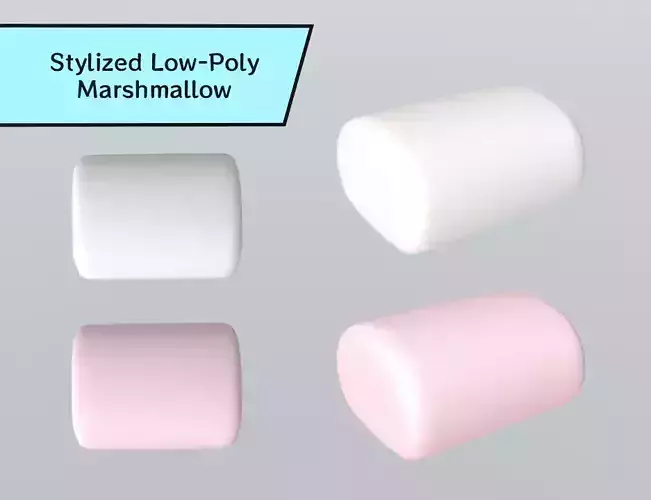 Stylized Low-Poly Marshmallow Low-poly 3D model Stylized Low-Poly Marshmallow Low-poly 3D model