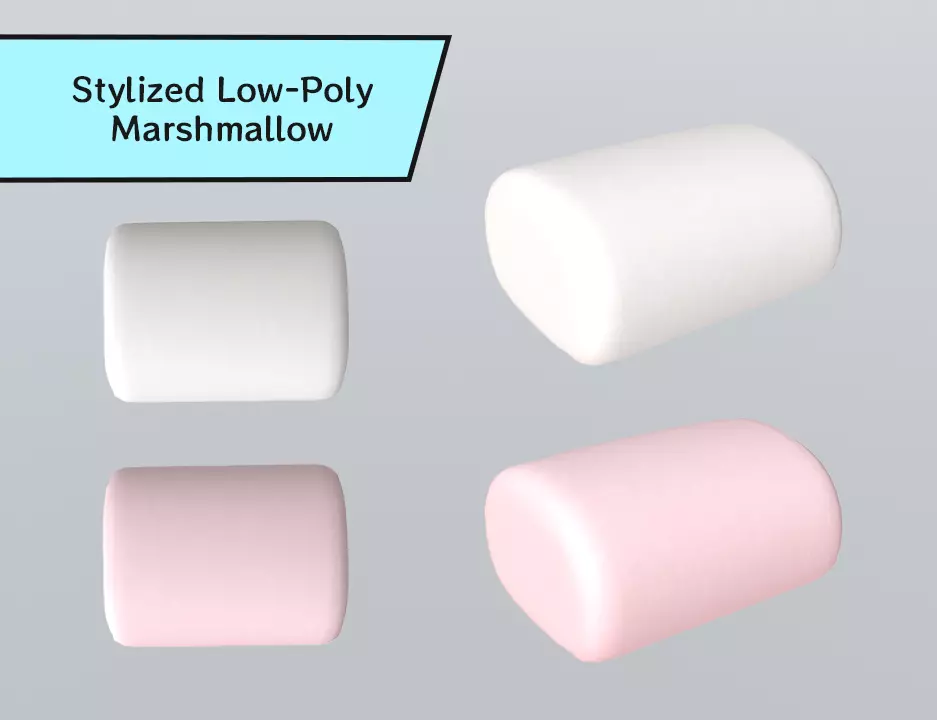 Stylized Low-Poly Marshmallow Low-poly 3D model_0