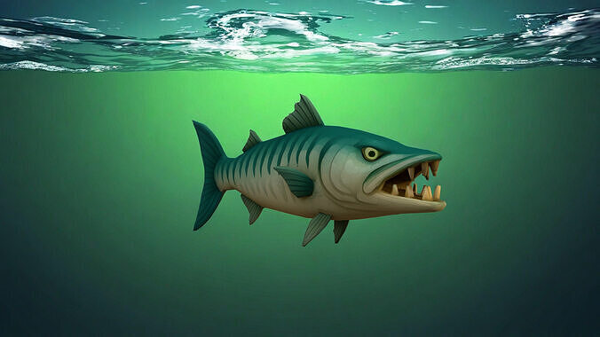 Fierce Aquatic Predator Low-poly 3D model