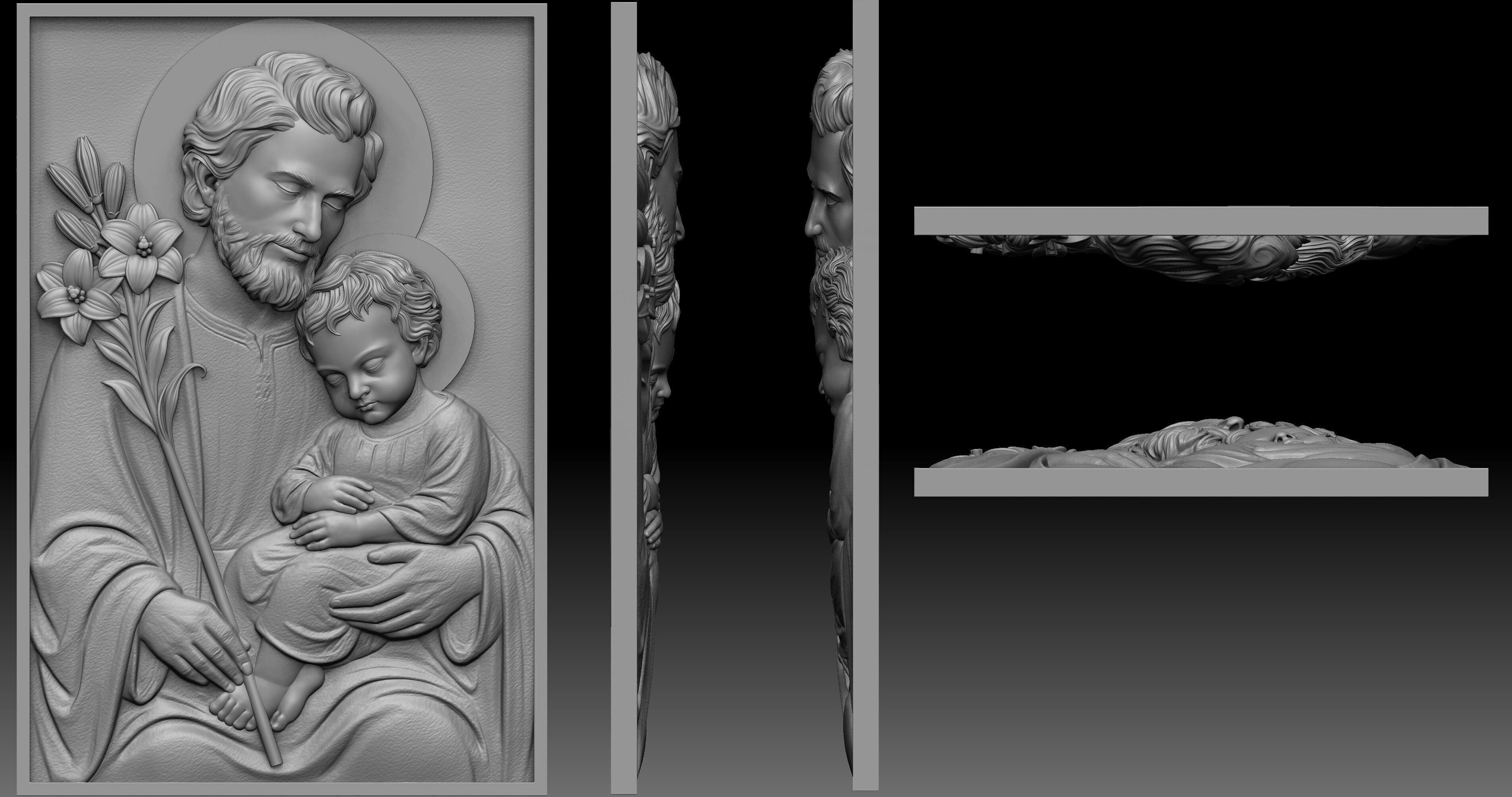 Saint Joseph Relief 3D print model_2