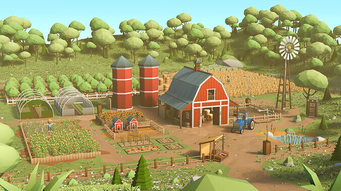 Farm Asset Stylized Pack  Low-poly 3D model 2