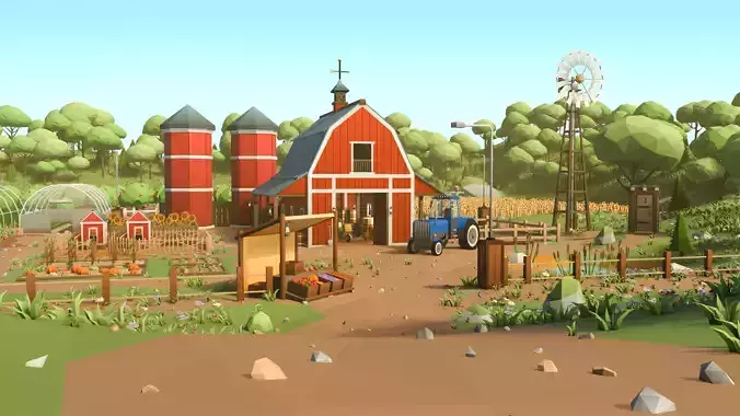 Farm Asset Stylized Pack  Low-poly 3D model