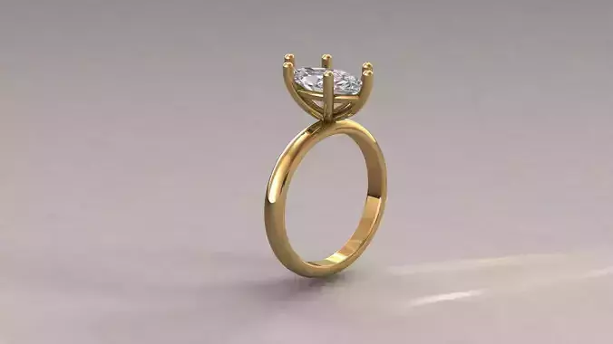 Classic 6-Prong Solitaire Engagement Ring 3D Model STL 3D print model