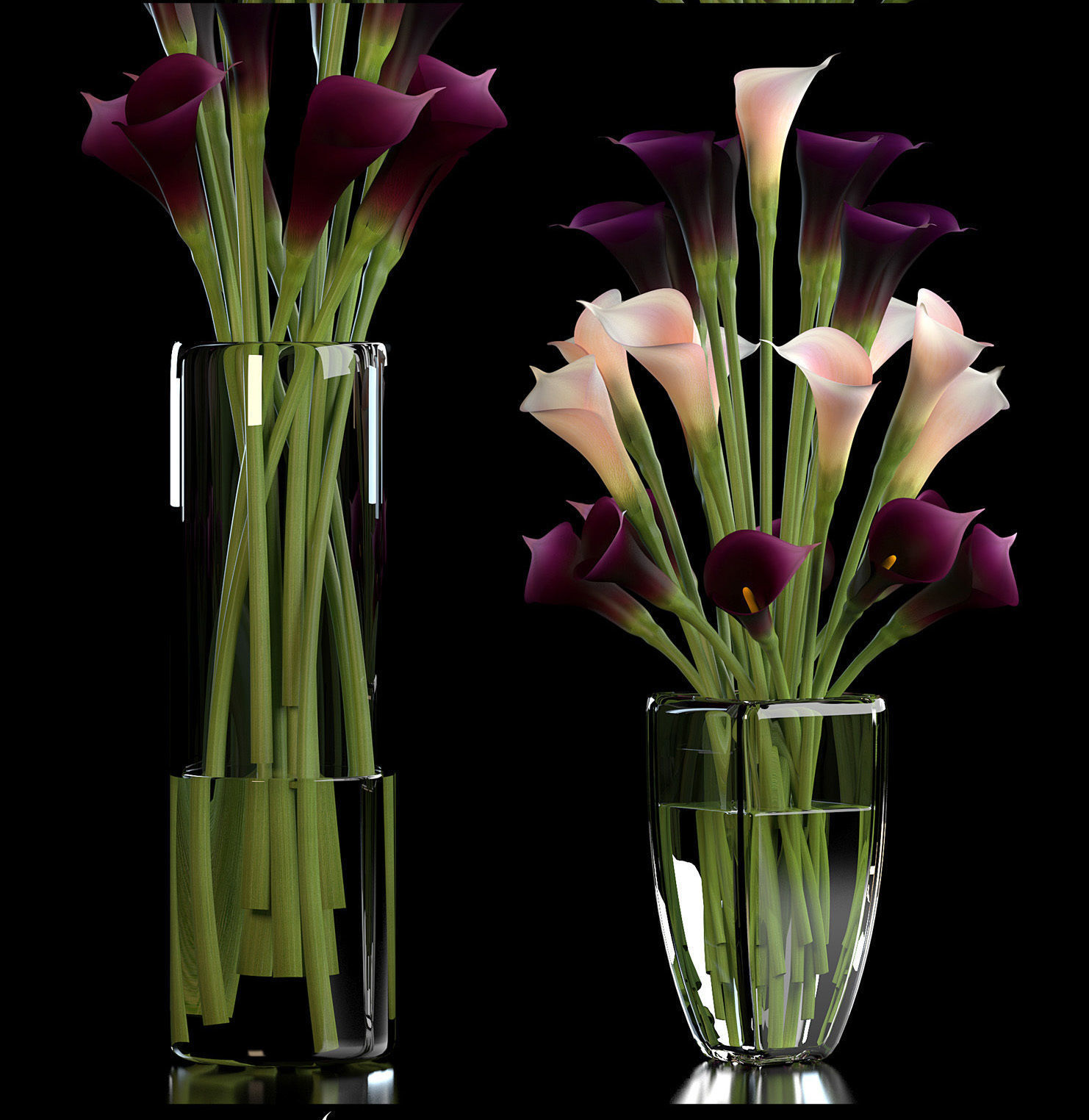callalilly purple set 3D model_4