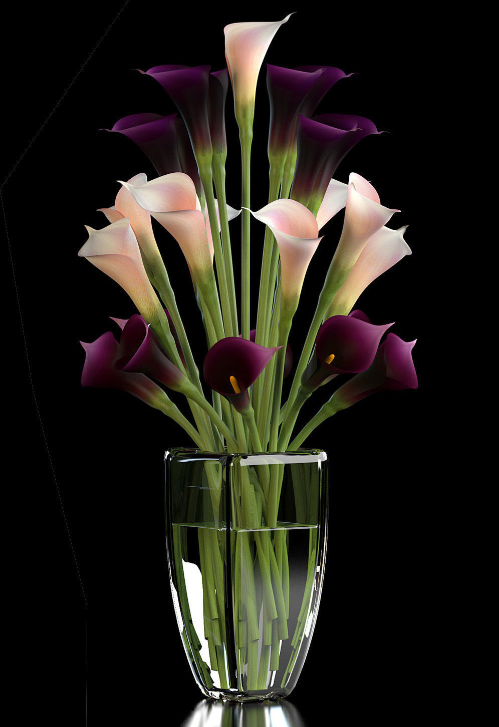 callalilly purple set 3D model_1