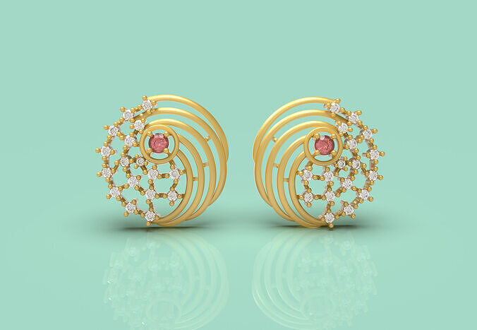 Fancy Gold Top Earring - 0011 3D print model