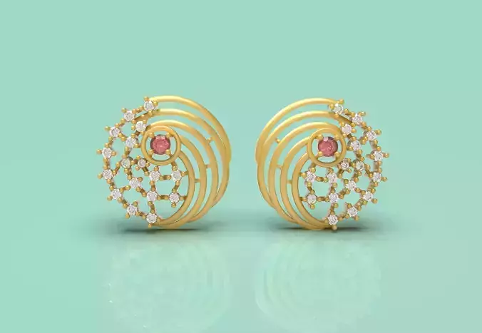 Fancy Gold Top Earring - 0011