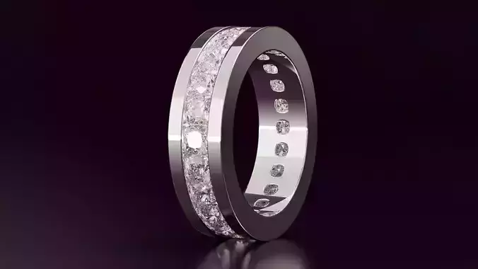 channel set cushion square eternity band N02 54EU size 3D print model