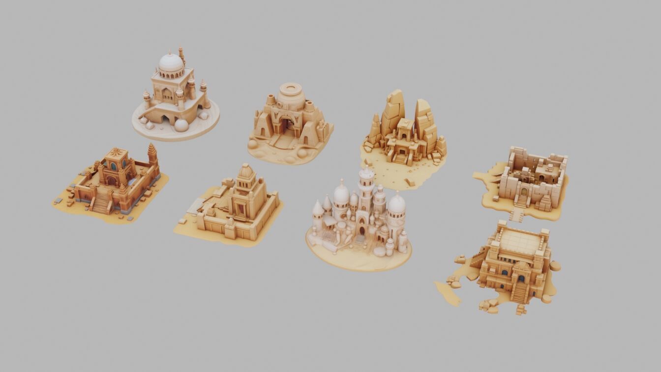Desert Temples Collection Low-poly 3D model_2