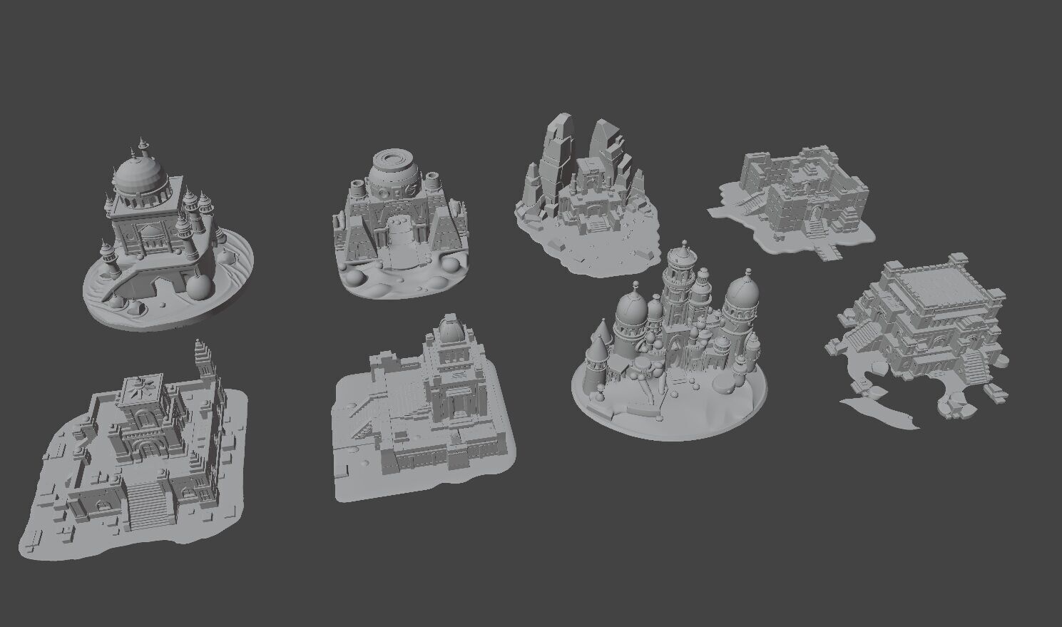 Desert Temples Collection Low-poly 3D model_9
