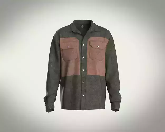 Mens corduroy cut and sew patch chest pocket shirt