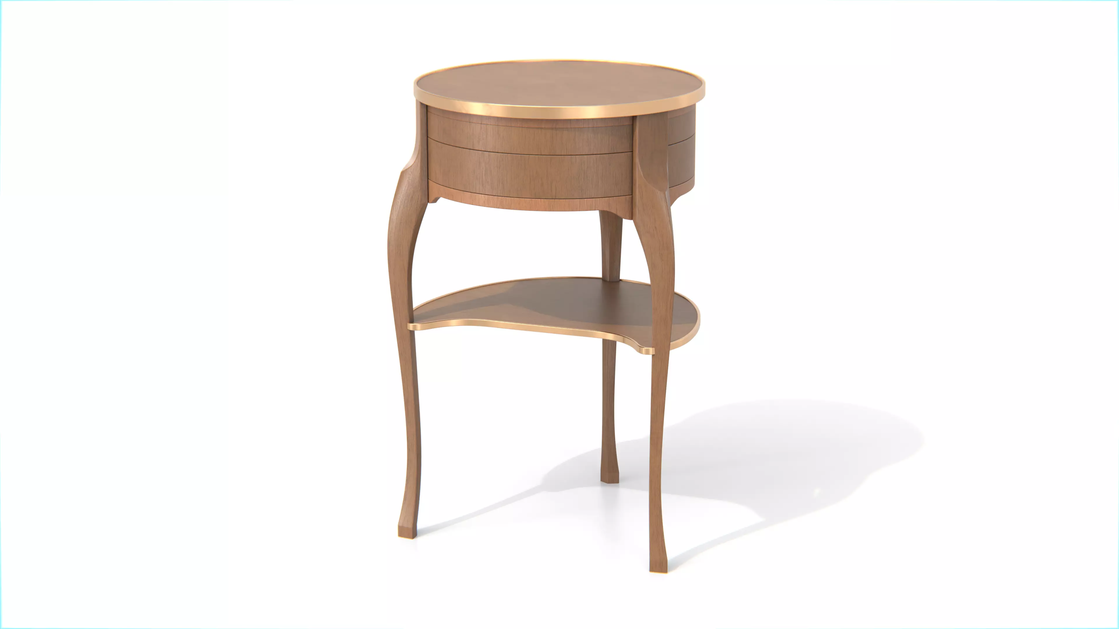 Antique Wooden Round Side Table Low-poly 3D model_0