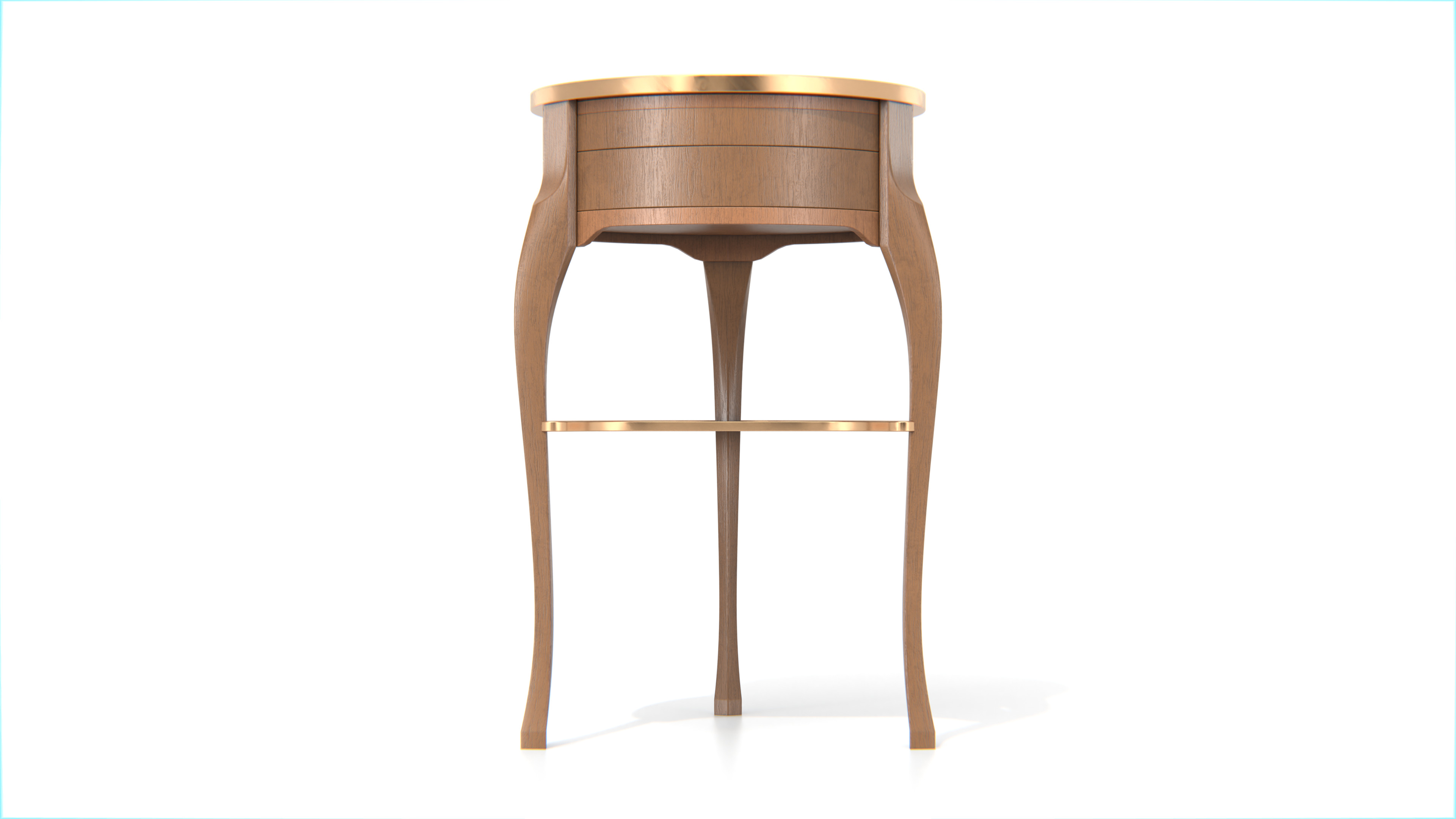 Antique Wooden Round Side Table Low-poly 3D model_1