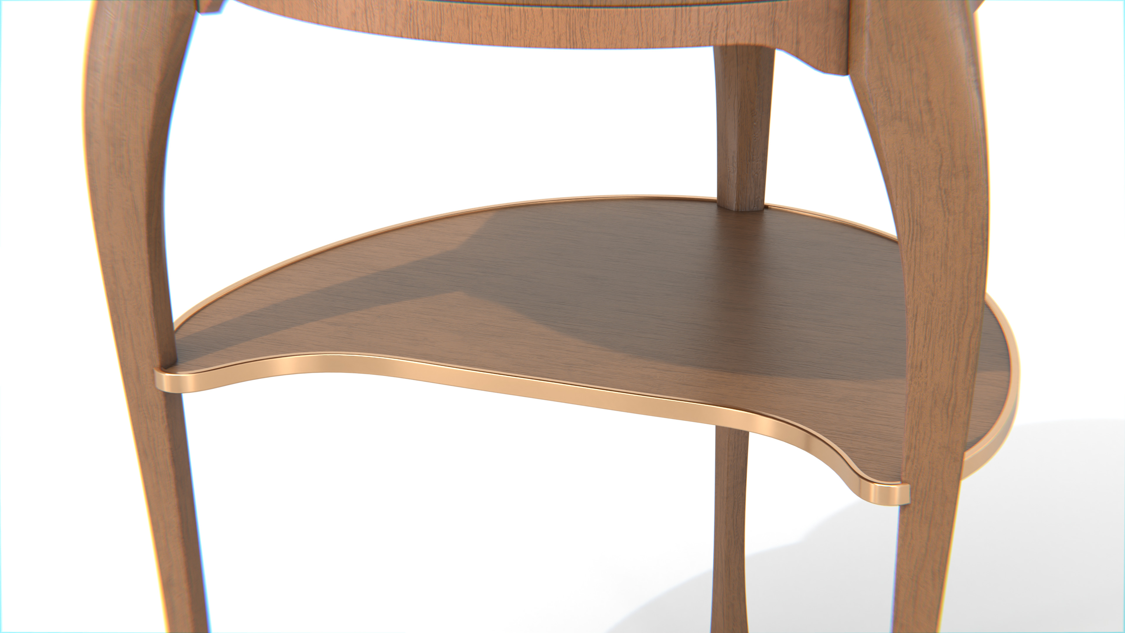 Antique Wooden Round Side Table Low-poly 3D model_4