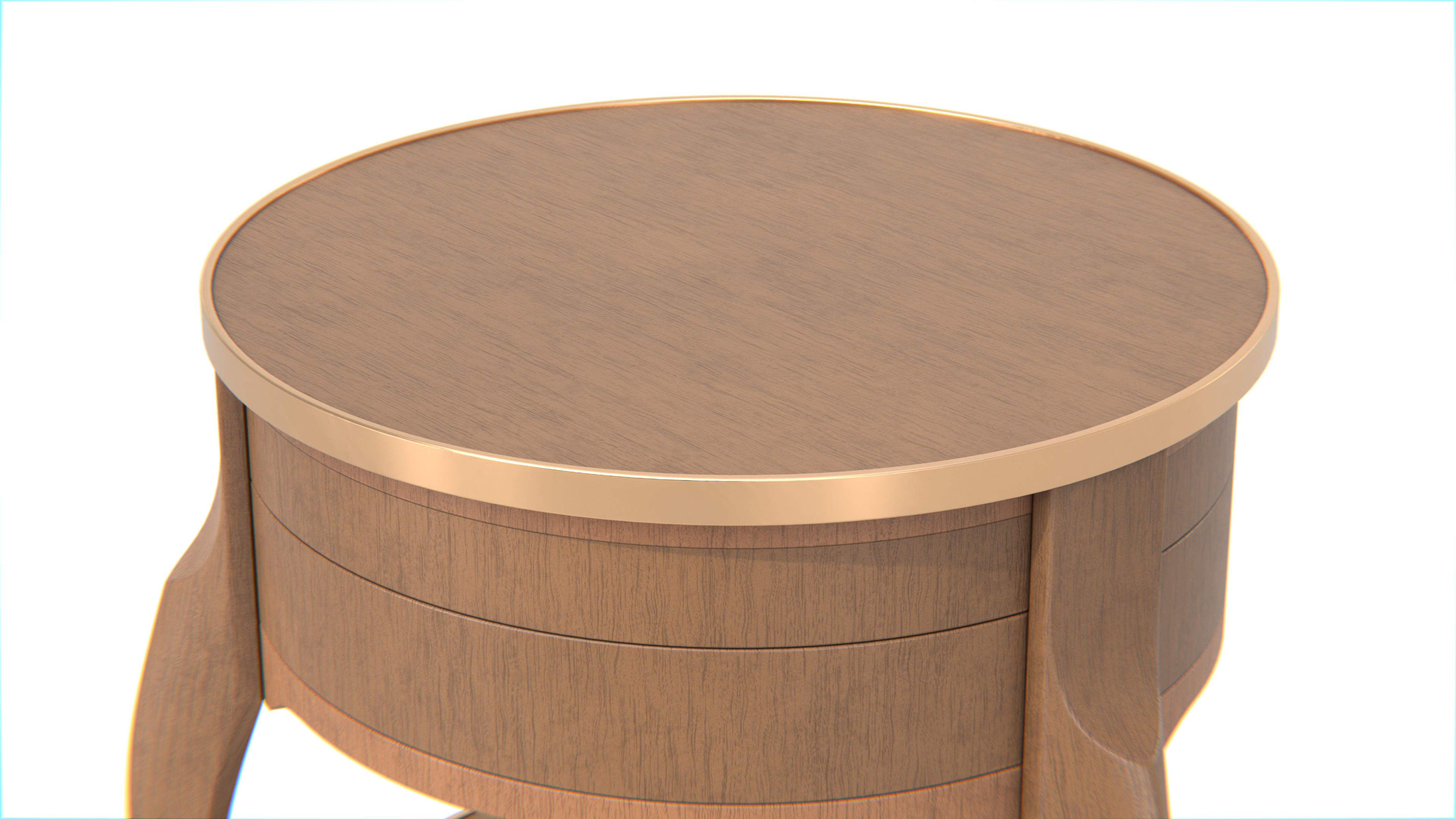 Antique Wooden Round Side Table Low-poly 3D model_5