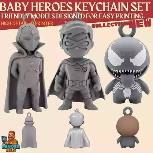 Super Powers Collection 3D Keychain Set