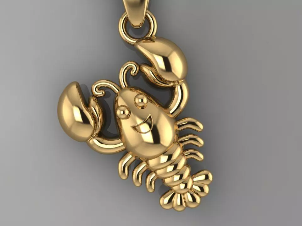 lobster cute pendant 3D print model_0