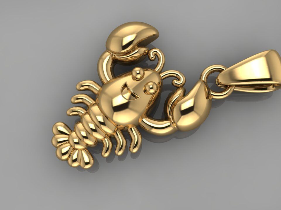 lobster cute pendant 3D print model_1
