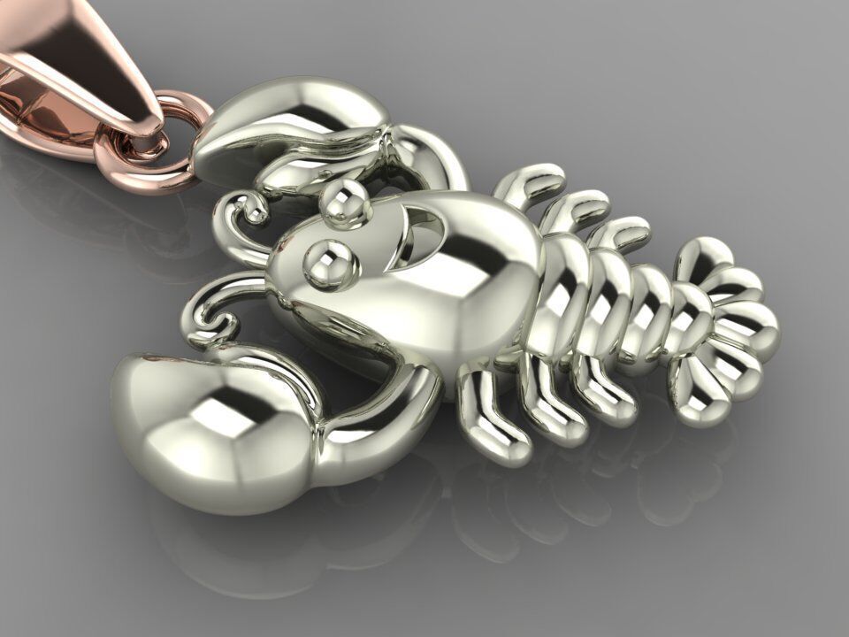 lobster cute pendant 3D print model_2