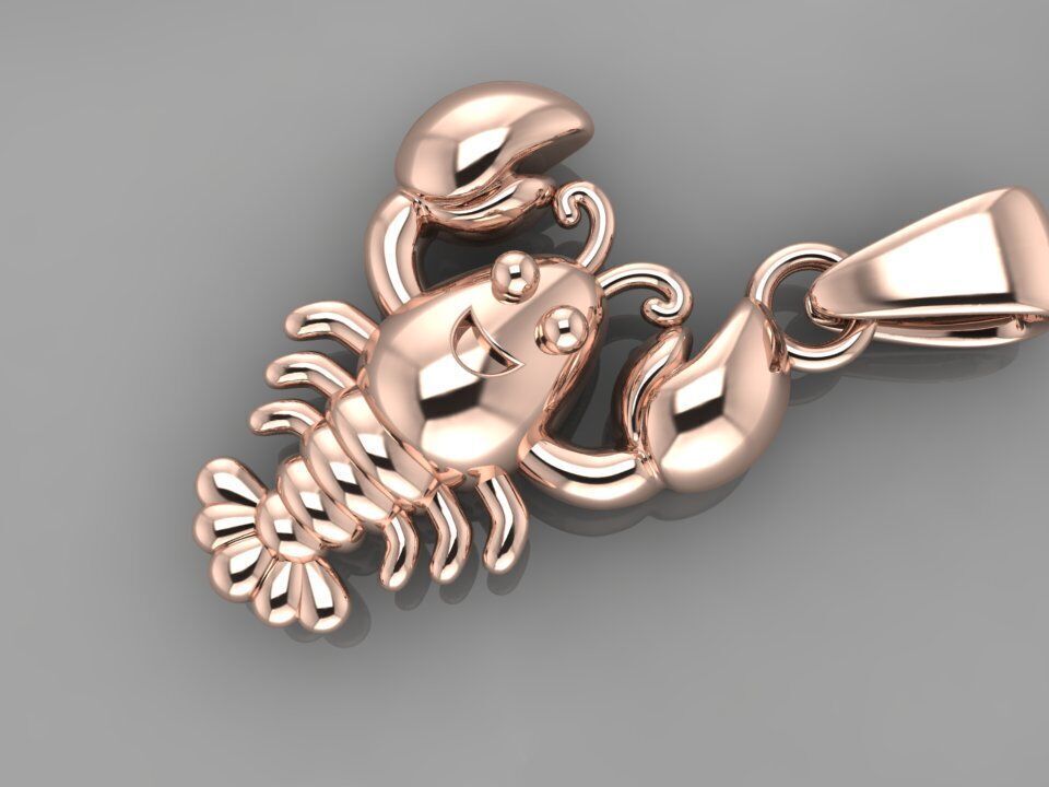 lobster cute pendant 3D print model_4