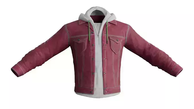 Red Jean Jacket and Sweater