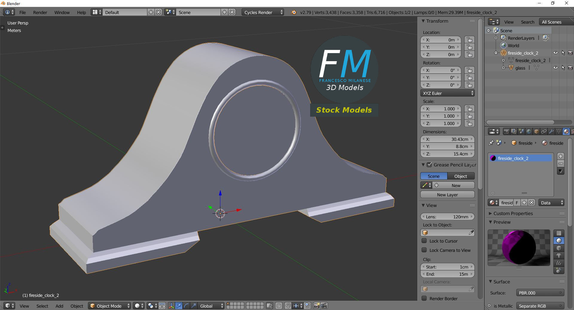 Fireside clock 2 3D model_9