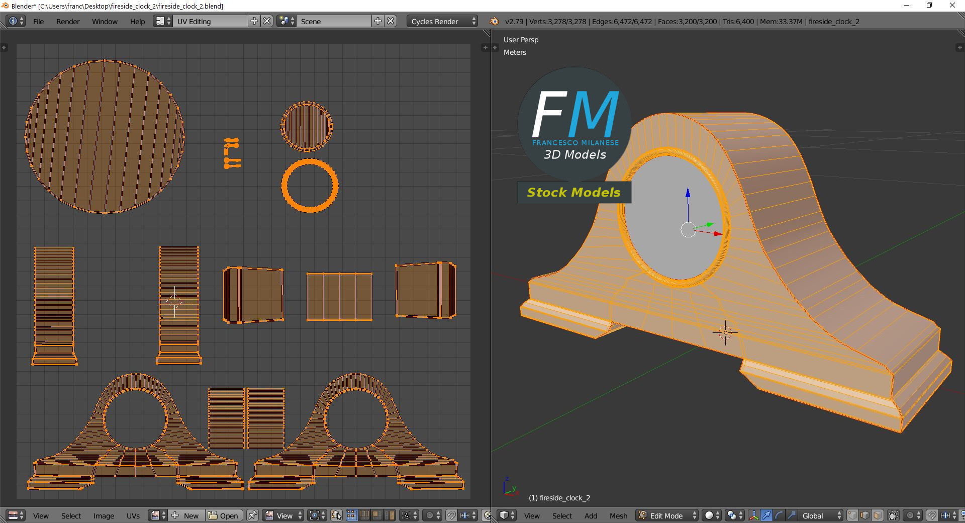 Fireside clock 2 3D model_10