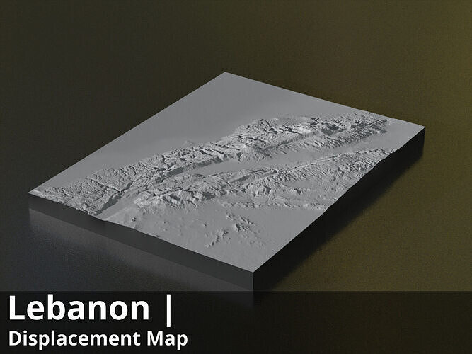 Lebanon FBX 3D printable mesh and Displacement 13k Maps Texture