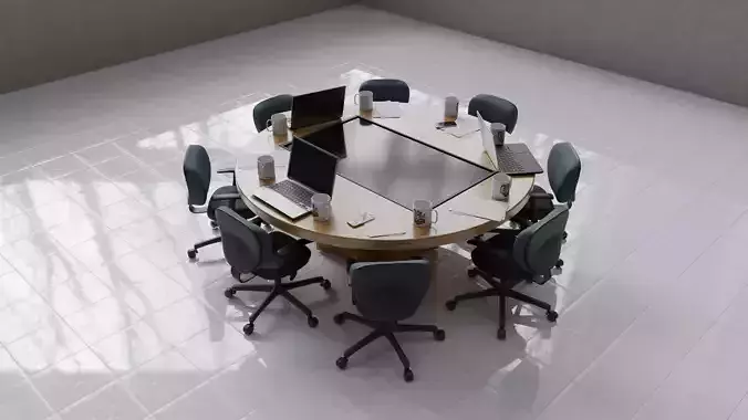 Modern Conference Room Table Setup Office Meeting Scene