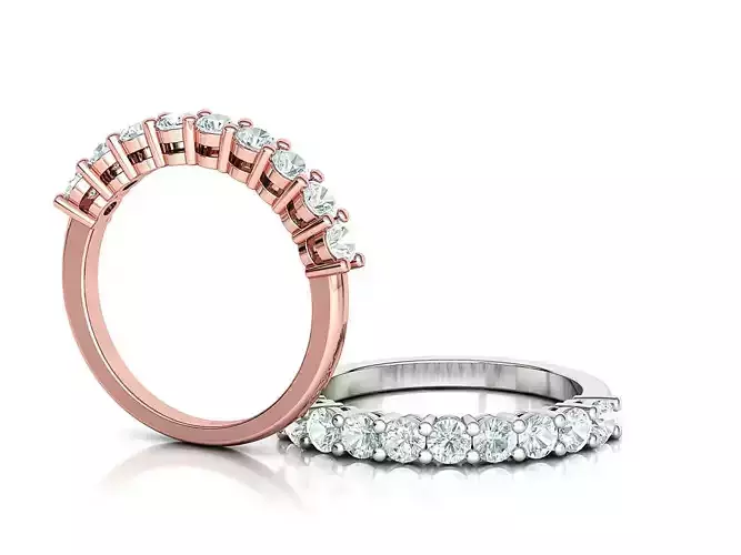 9 Stone 3mm Gems Half Eternity Ring Diamond Band