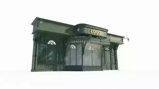 Ancient architecture town shop storefront 3D model