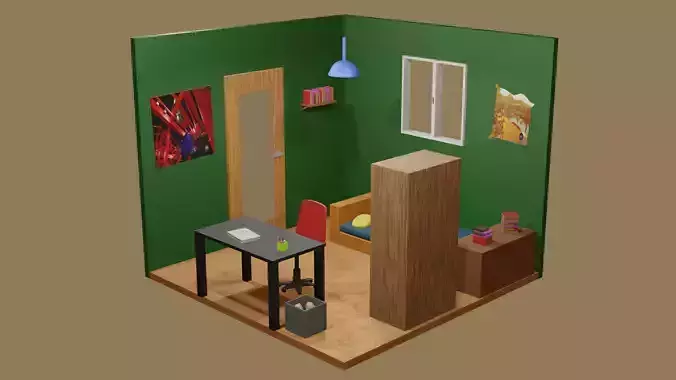 Office Room Free low-poly 3D model