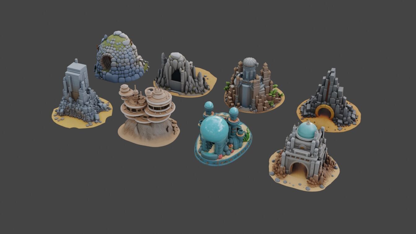 Sci Fi Temples Collection Low-poly 3D model_3