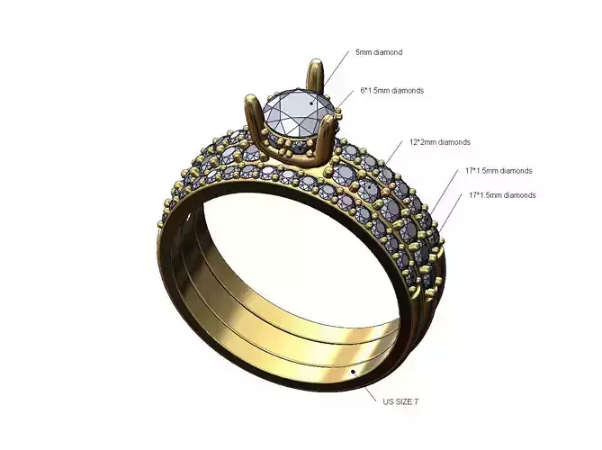 Half etenity gurad 5mm diamond setting 3 prong ring US size 7