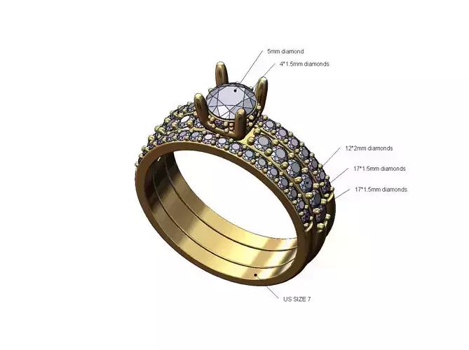 Half etenity gurad 5mm diamond setting 4 prong ring US size 7